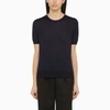 P.a.r.o.s.h Cipria Short-sleeved Ribbed Knit Top In Blue