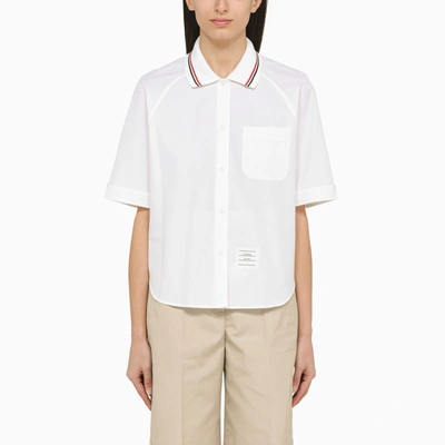 THOM BROWNE THOM BROWNE WHITE SHORT-SLEEVED SHIRT WITH PATCH