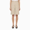 Thom Browne Khaki High-waisted Bermuda Shorts In Beige