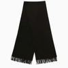 Apc A.p.c. Alix Brodée Black Virgin Wool Scarf In Black