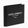 DOLCE & GABBANA BLACK LEATHER BI-FOLD WALLET WITH LOGO