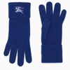 BURBERRY BURBERRY | BLUE CASHMERE GLOVES WITH LOGO
