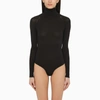 ALAÏA ALAÏA BLACK KNITTED TURTLENECK BODYSUIT