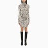 OFF-WHITE LONG-SLEEVED MINI DRESS WITH TATTOO PRINT
