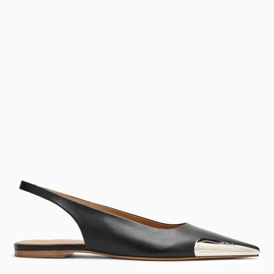 Off-white Allenframe Leather Ballerina Shoes In Nero