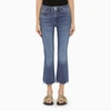 Frame The Ruler Frayed High Waist Ankle Straight Leg Jeans In Blue
