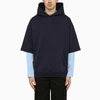 MARNI MARNI BLUE LAYERED-DESIGN HOODIE