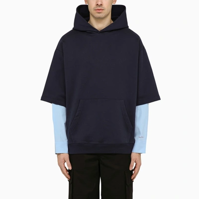 MARNI BLUE LAYERED-DESIGN HOODIE