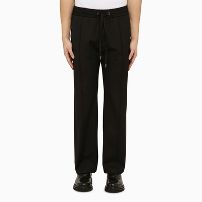 Dolce & Gabbana Wool Jacquard Tailored Trousers In Black