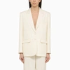 VALENTINO VALENTINO IVORY SINGLE-BREASTED JACKET IN WOOL AND SILK