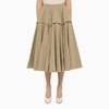 Bottega Veneta Layered Pleated Cotton-poplin Midi Skirt In Purple