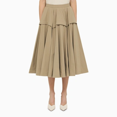 BOTTEGA VENETA BEIGE COTTON BLEND A-LINE SKIRT