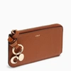 CHLOÉ BROWN LEATHER ZIPPED CARD CASE