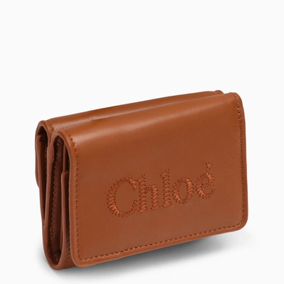 Chloé Sense Trifold Wallet Small Brown In Orange