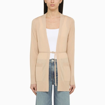 Chloé Long Cardigan With Beige Wool Belt