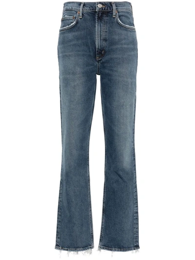 Agolde High Rise Stovepipe Jeans In Blue