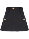 Balmain Wool A-line Mini Skirt In Black