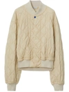 Burberry Quilted Oversized Bomber Jacket In White