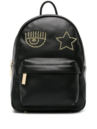 Chiara Ferragni Eyelike Studded Backpack In Black