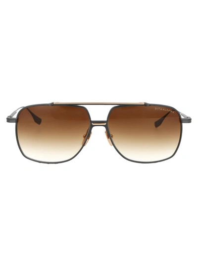 Dita Alkamx Sunglasses In Black Iron - White Gold Gradient