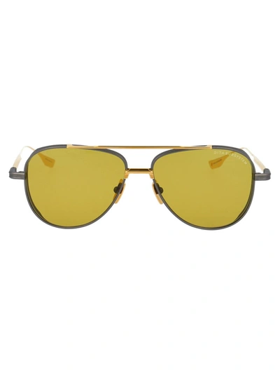 Dita Sunglasses In Black Iron - Yellow Gold