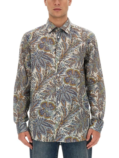 Etro Paisley Print Shirt In Azure