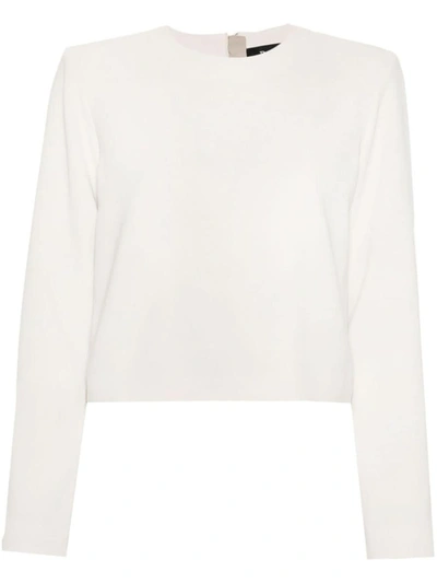 Theory Crepe Cropped Blouse In Neutrals