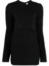 Totême Layer-satin-detail Longsleeved Top In Black