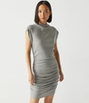 Michael Stars Gia Ribbed Power Shoulder Dress In Oxide