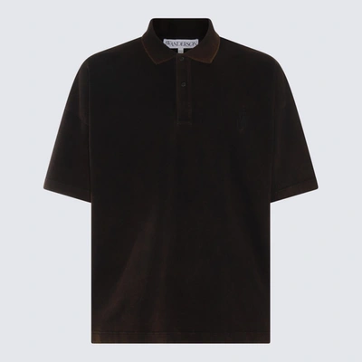 Jw Anderson Anchor-embroidered Cotton Polo Shirt In Brown