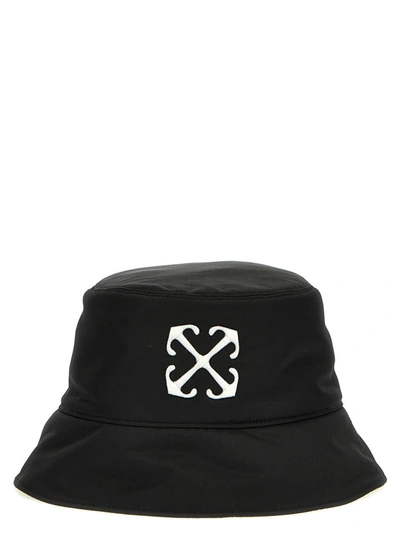 Off-white Wide Brim Unisex Bucket Hat 'arrow' In White/black