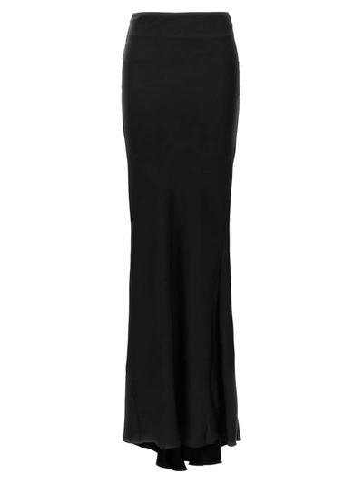 The Andamane Nemesia Crepe Satin Long Skirt In Black