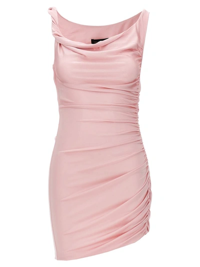 The Andamane Providence - Detailed Shoulder Mini Dress In Pink