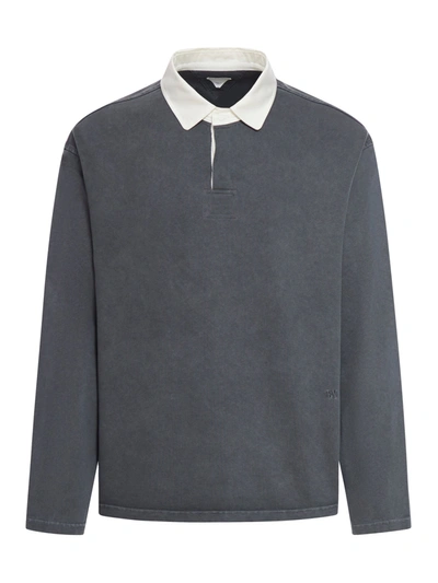 Bottega Veneta Washed Out Japanese Jerse Polo In Grey