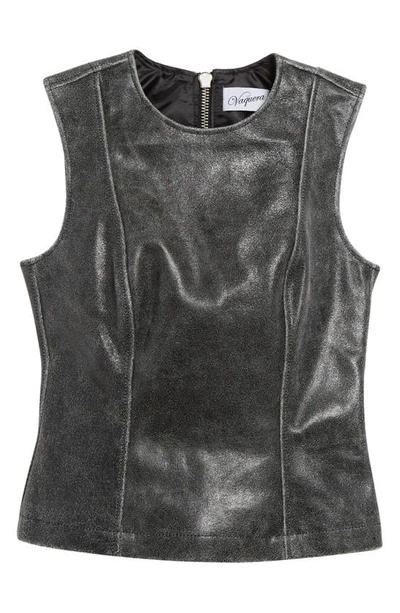 Vaquera Sleeveless Corset-style Leather Top In Grey