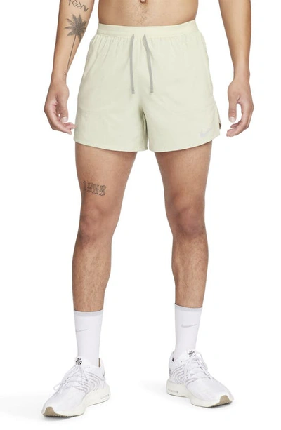 Nike Men's Stride Dri-fit 5" Brief-lined Running Shorts In Olive Aura/ Dark Stucco