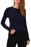 HALOGEN BUTTON CUFF CREWNECK SWEATER