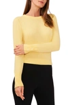 HALOGEN BUTTON CUFF CREWNECK SWEATER