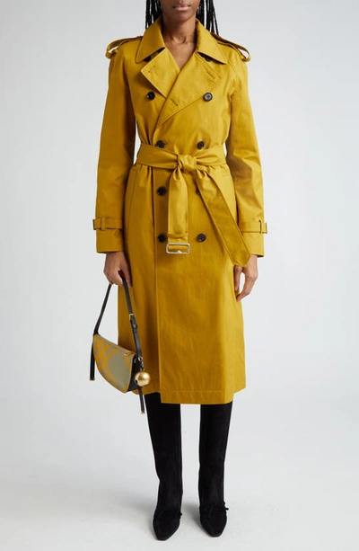 Burberry Water Resistant Long Gabardine Trench Coat In Manilla