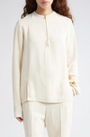 Stella Mccartney Iconic Knit Half Zip Top In Gesso