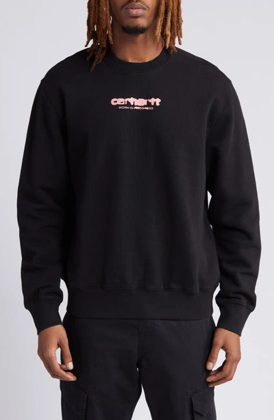 Carhartt Logo-print Cotton Sweatshirt In 0ix06black / Pink