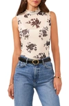 VINCE CAMUTO VINCE CAMUTO FLORAL PRINT MOCK NECK SLEEVELESS TOP