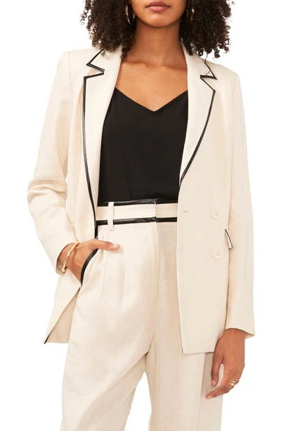 Vince Camuto Oversize Double Breasted Linen Blend Blazer In Bone