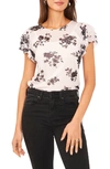 VINCE CAMUTO FLORAL PRINT RUFFLE SLEEVE TOP