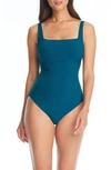 Bleu Rod Beattie Walk The Line Floating Underwire One-piece Swimsuit In Deep Ocean