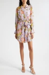 CINQ À SEPT ESTELLE FLORAL LONG SLEEVE SHIRTDRESS