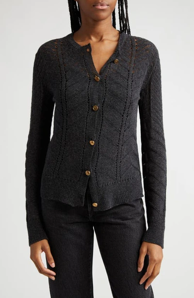 Etro Open-knit-detailling Wool Cardigan In Black