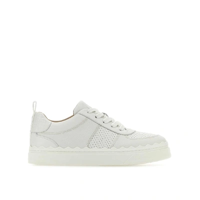 Chloé Lauren Croc-embossed Leather Sneaker In White