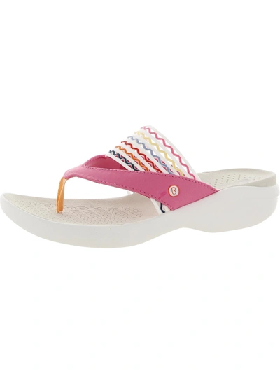 Bzees Cabana Womens Slip On Wedge Flip-flops In Pink