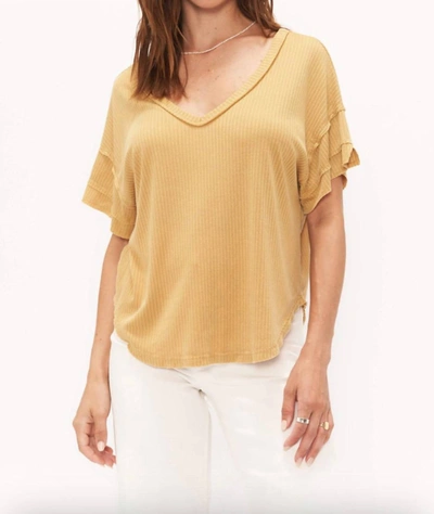 Project Social T Fiona Easy Fit Pointelle Tee In Iced Coffee In Yellow